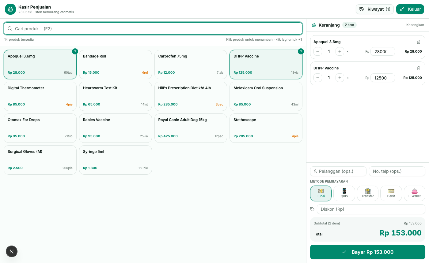 Mode Layar Penuh — fokus kasir tanpa sidebar (Esc untuk keluar)